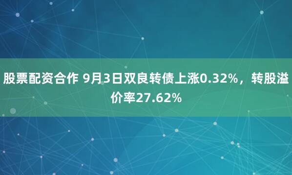 股票配资合作 9月3日双良转债上涨0.32%，转股溢价率27.62%